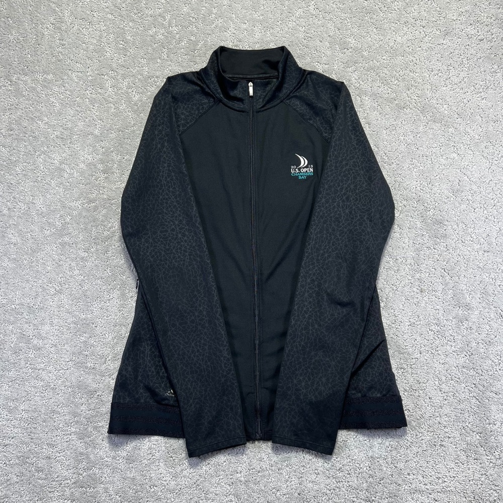 Adidas Golf Jacket Womens Medium Black 2015 US Open Chambers Bay Clima Cool